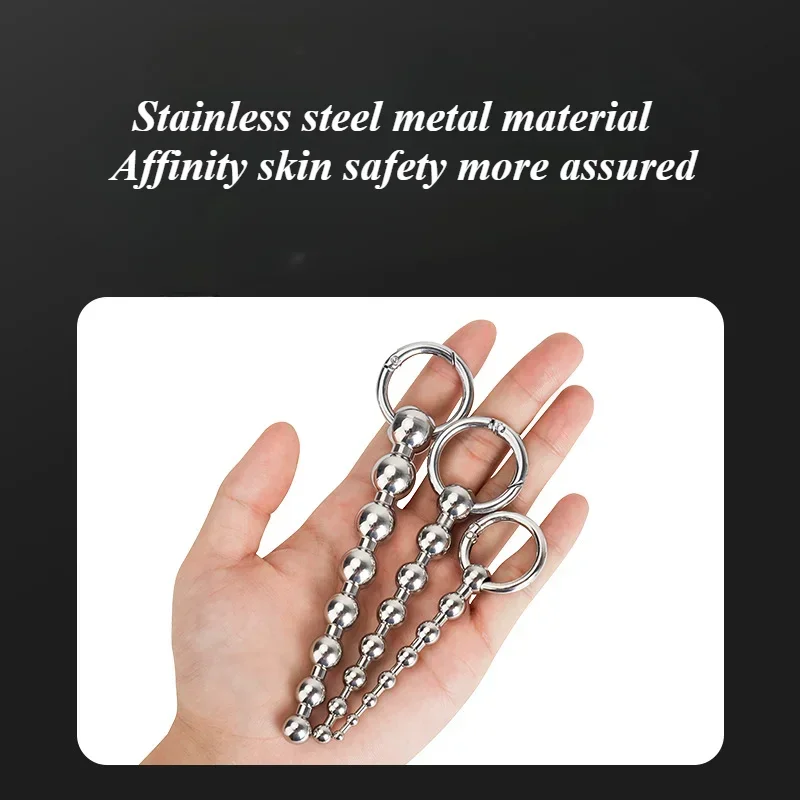 Penis Sex Toys for Stainless Steel Beads Plug Dilator Gradient Size Urethral Catheter Stimulator Male Masturbation