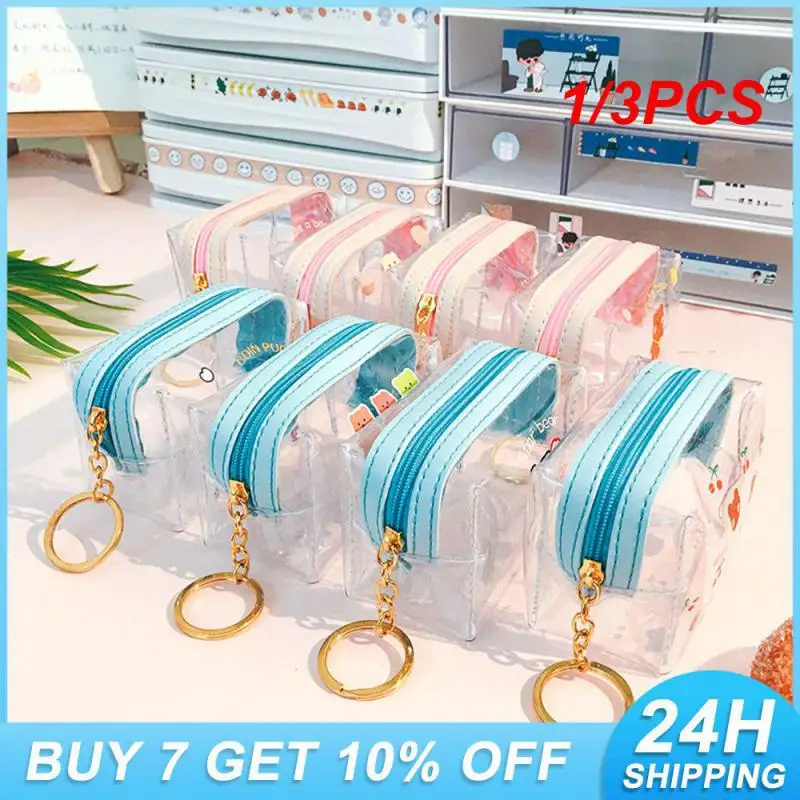 1/3PCS Pvc Material Coin Purse Clearly Visible Wallet Metal Buckle Small Jelly Bag Waterproof And Moisture Proof Luggage