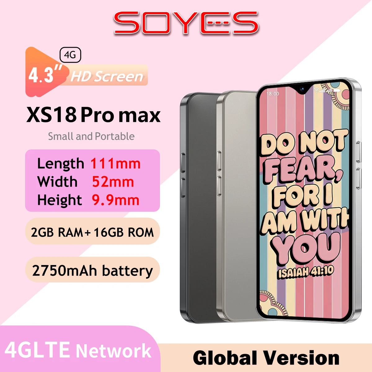 SOYES-XS18 Pro Max Miniスマートフォン,4.3インチ画面,4G LTE