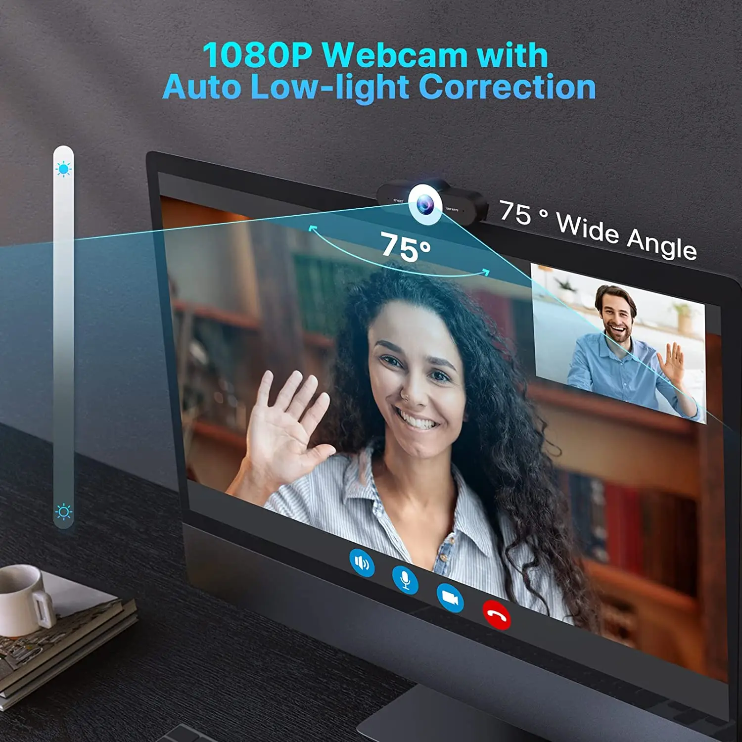 PC Webcam 1080P 60FPS Streaming Autofocus HD Three Level Light EMEET C970L For Computer Desktop Laptop