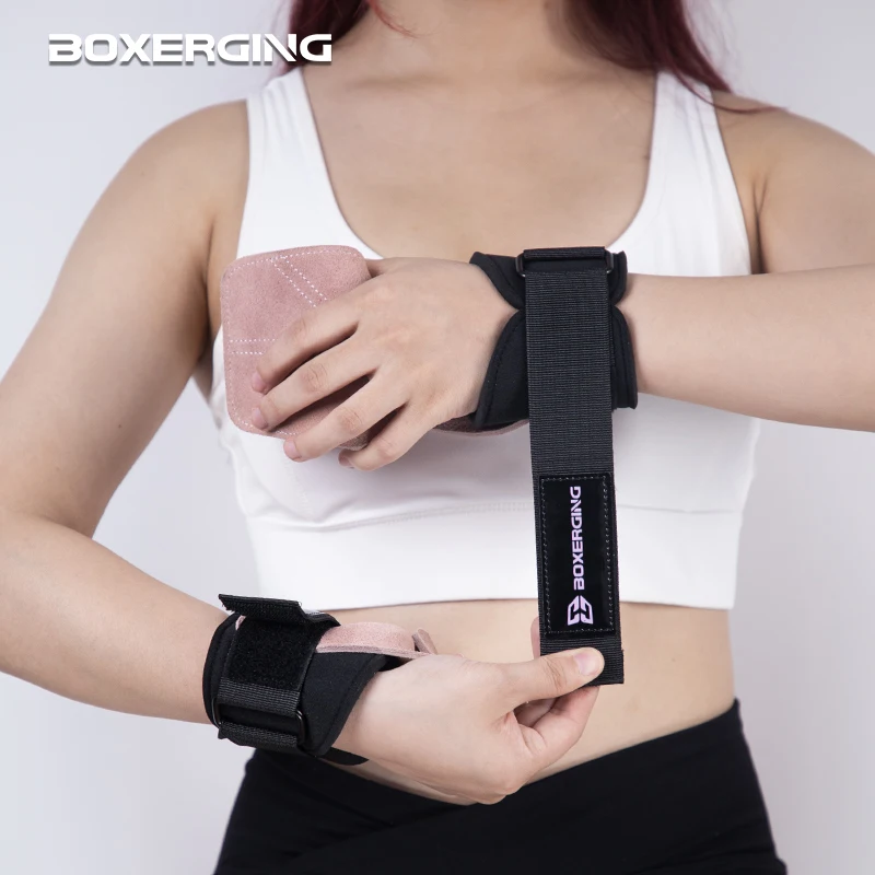 Cowhide Gym Gloves Grips Anti-Skid Weight Power Belt Lifting Pads Deadlift Belt Workout Crossfit Fitness Gloves Palm Protection 4