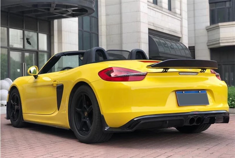 For Porsche Boxster 981 2013-2016 Real Carbon Fiber Front Lip Rear Diffuser Body Side Skirt Kit Vent Cover Trunk Spoiler Refits - - Racext 49