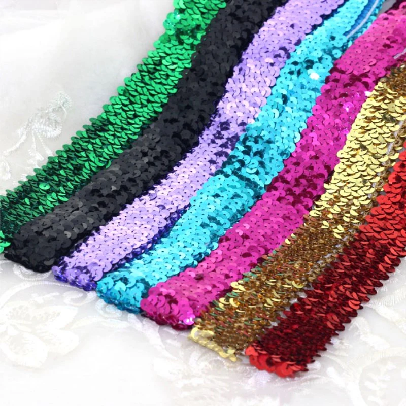 Lace Ribbon Decoration 3 Cm 3 Rows Elasticity Dance Clothing Curtain Craft Paillettes Sewing DIY Accessory 1M