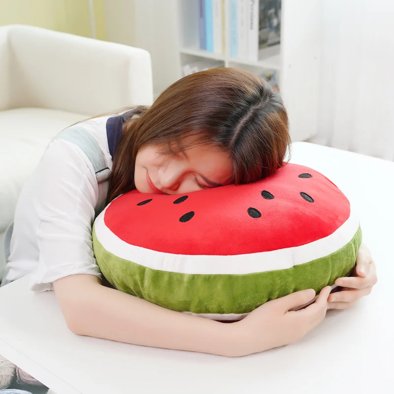 Simulation Watermelon Plush Fruit Pillow Soft Stuffed Lifelike Toy Round Cushion Stuffed Plants Plush Decor Kids Gift 2