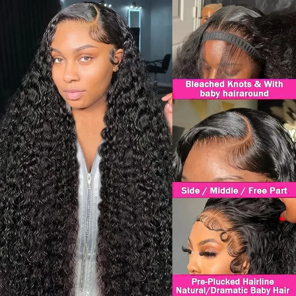 13x6 Lace Front Human Hair Wigs Brazilian Deep Wave Frontal Wig Curly HD Transparent Lace Frontal Human Hair Wigs For Women