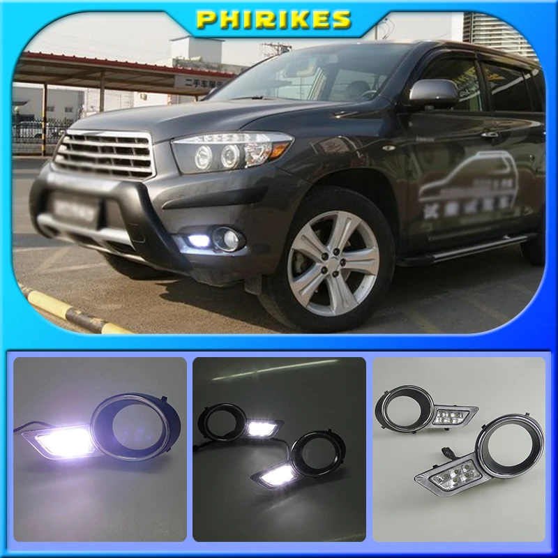 

1 Pair LED DRL Daytime Running Lights Daylight Waterproof Fog Head Lamp white For Toyota Highlander 2009 2010 2011