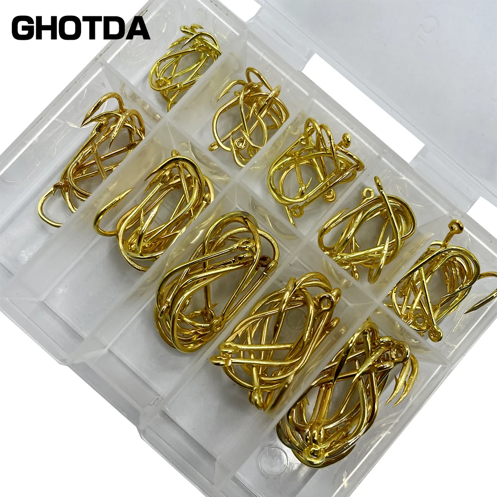 Ghotda 100pcs Carbon Steel Lure Hard Bait  Jig Hook Barbed Hook for Ocean Boat Fishing Gear Tackle