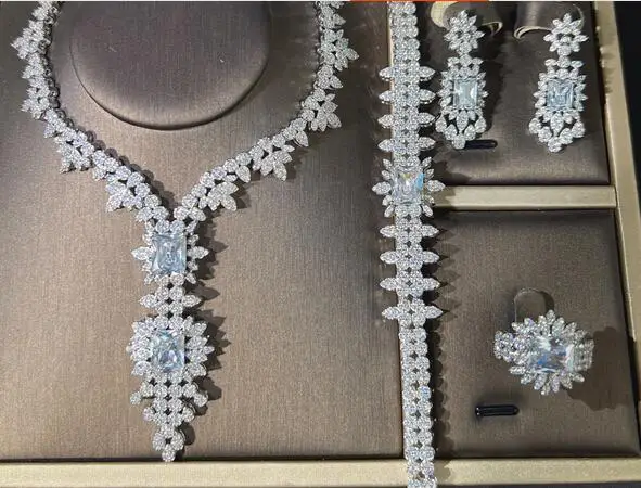 

free shipping green rhinestone zircon crystal silver bracelet earring necklace