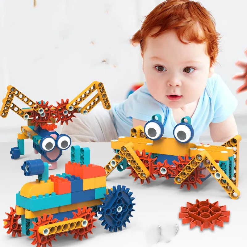 

Gift Box Creative Changable Large Particle Building Blocks, Mechanical Electric Charging Gears, Intelligence,assembly Toys