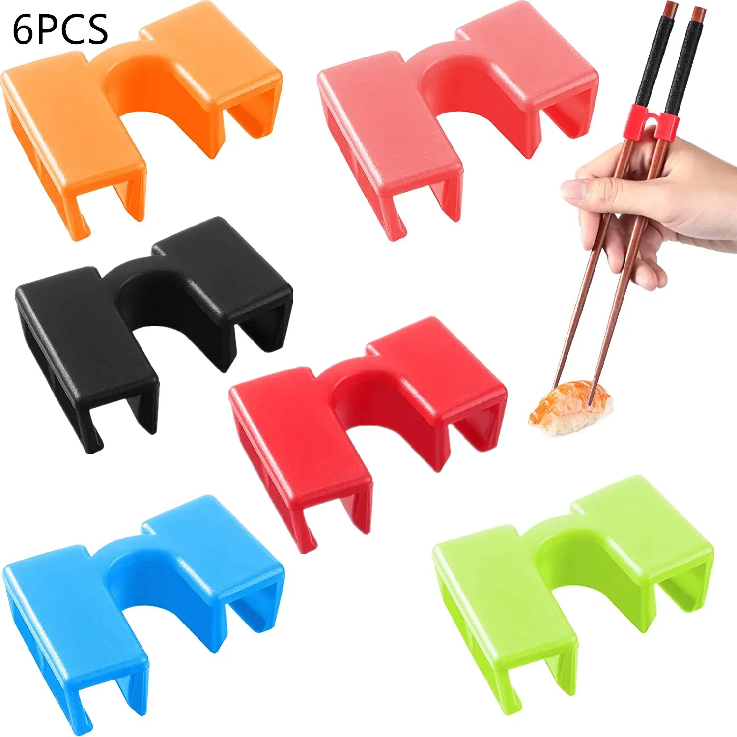 Chopstick Aids Pack of 6 Reusable Chopsticks Helpers Training Adults Kids Non-Slip Chopstick Hinges Connector Portable Practice