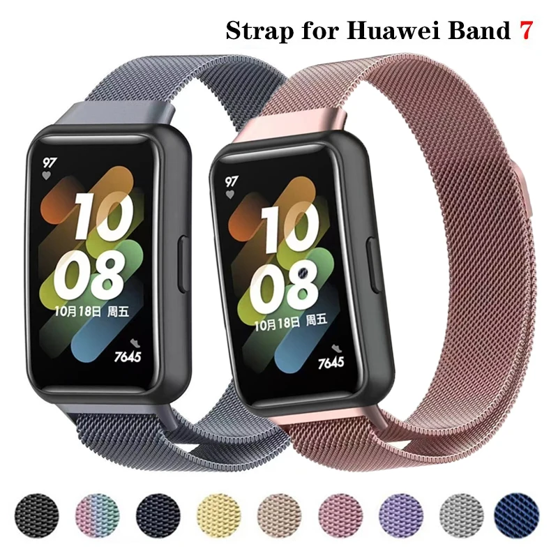 

Magnetic Loop Strap For Huawei Band 7 Smartwatch correa Metal Stainless Steel Bracelet For Huawei Band 7 Metal Wrist Strap