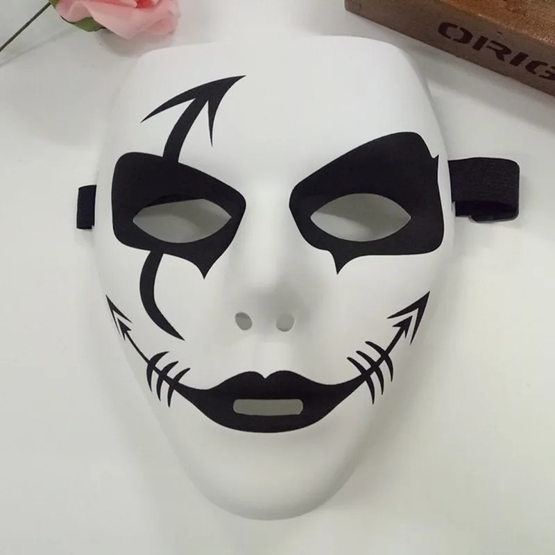 

PVC Hand-painted Scary Mask White Street Dance Mask Full Face Mask for Adult Masquerade Maska Mascaras Halloween Party Supplies