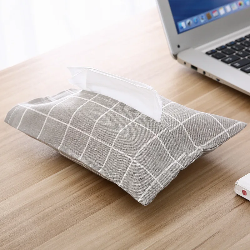Cotton and Linen Paper Towel Set Cloth Tissue Box Bag Dustproof Waterproof Portable for Car Home Office Interior Tissue Boxes 3