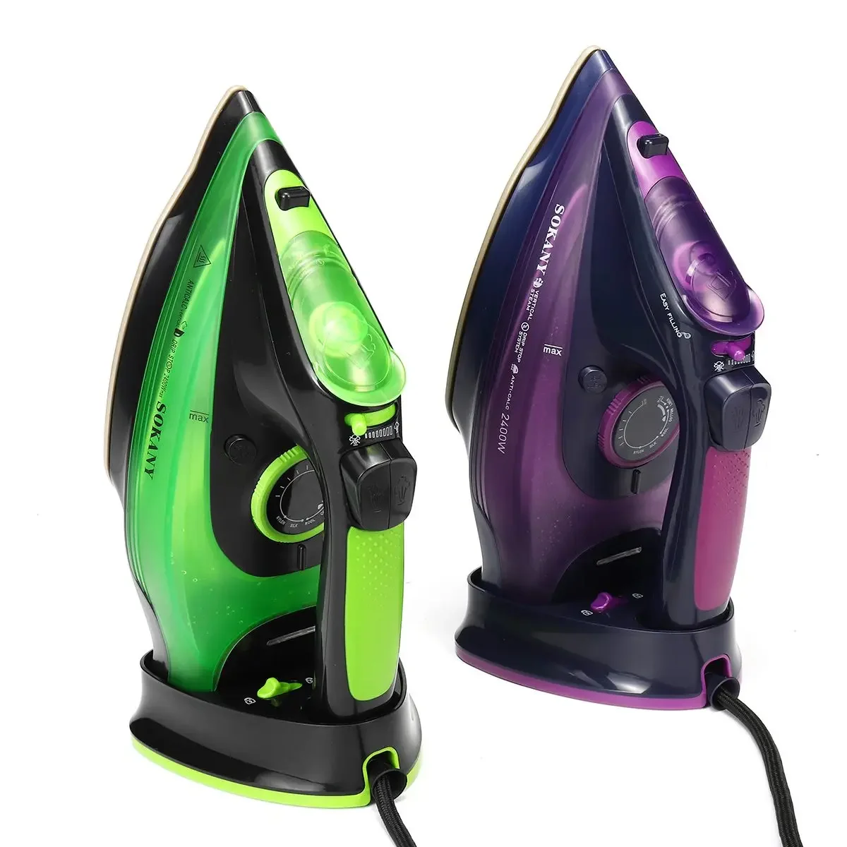 2400W Electric Rope Steam Iron Cordless Charging Steam Iron 5 Speed Adjust Clothes Ironing Steamer ABS+Ceramic Soleplate EU Plug 5