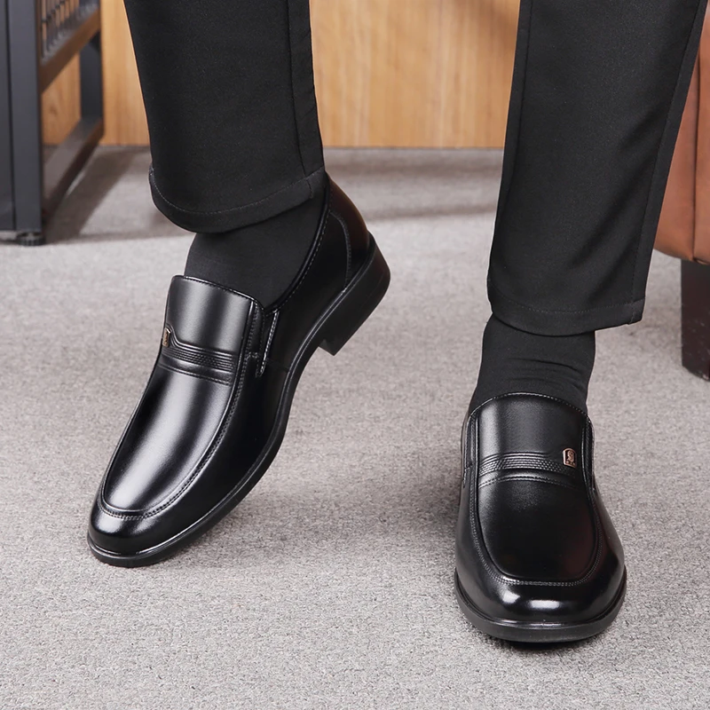 LAORENTOU genuine leather breathable casual leather shoes for men's middle aged soft sole anti slip business shoes 87002 6