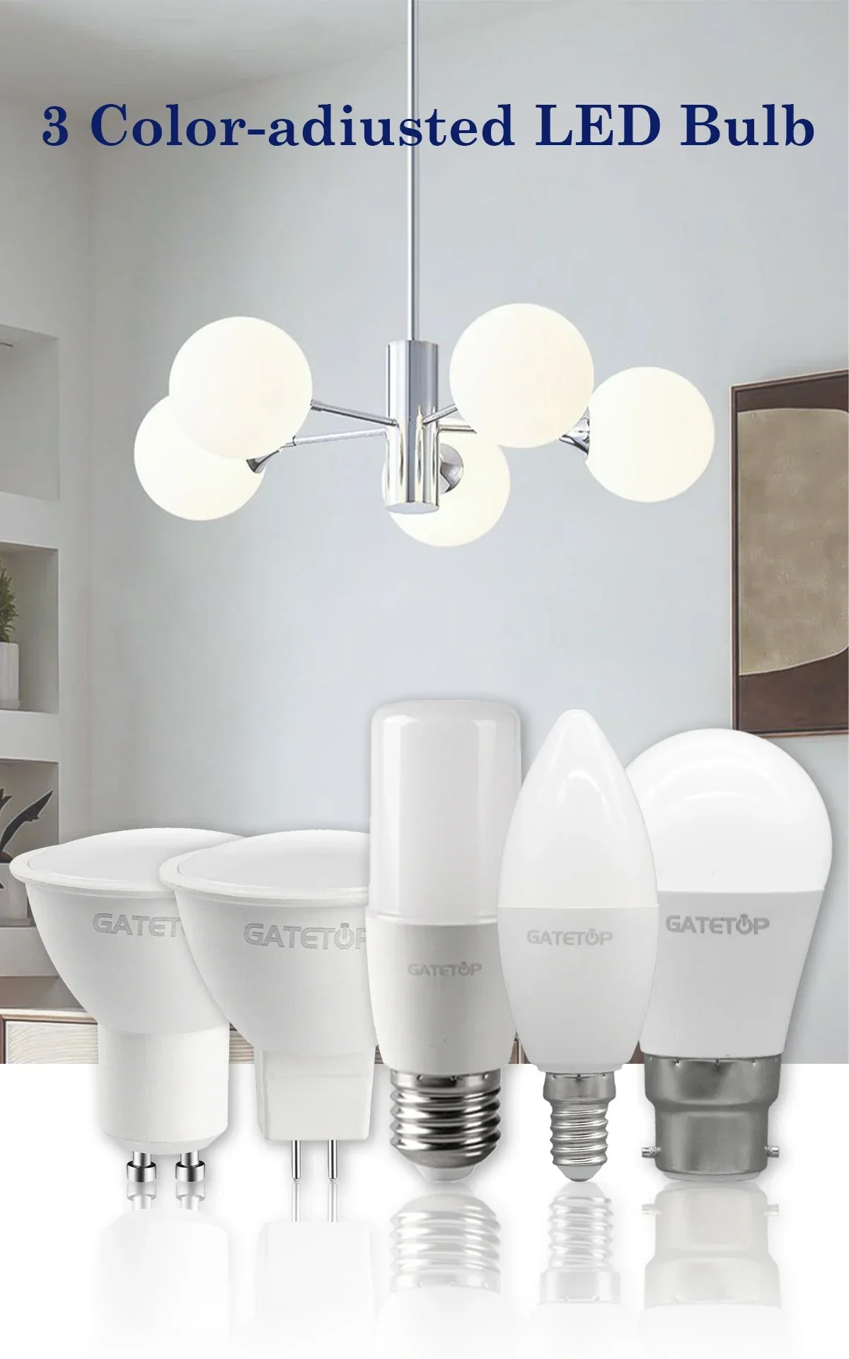 Description Picture 2 of item2pcs E27 B22 GU10 GU5.3 Base Light Bulb 3 Color Temperature CCT AC110V 220V Memory Function Color Temp Reset Light for Bedroom