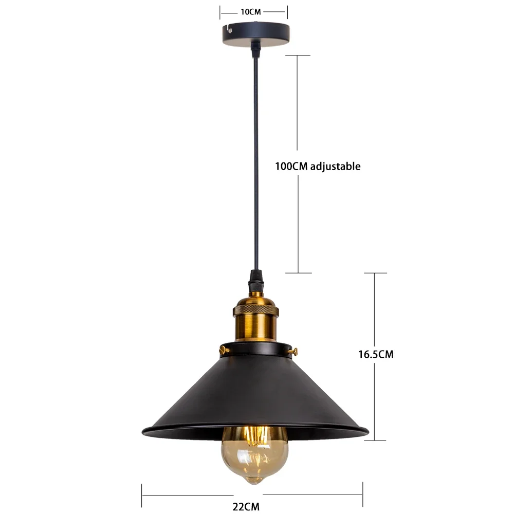 Vintage LED Iron Lampshade Retro Chandeliers Russia Pendant Lights for Loft Kitchen Dining Bedroom Home Lighting Hanging Lamp 6
