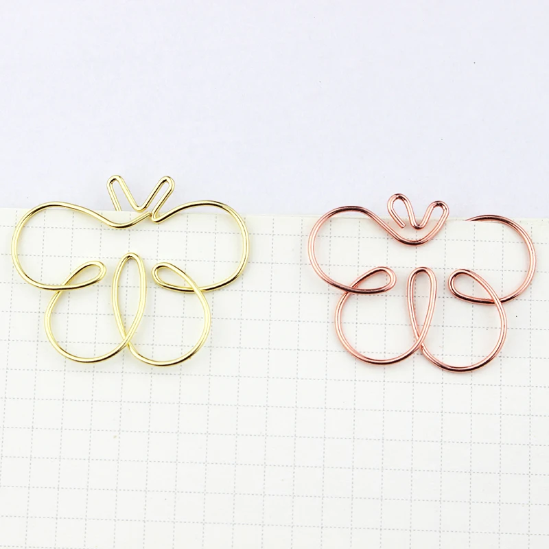

10PCS Paper clip butterfly rose gold paper clip Bookmark cute Shaped PaperClip mini Memo Clips Office pin Binding Stationery
