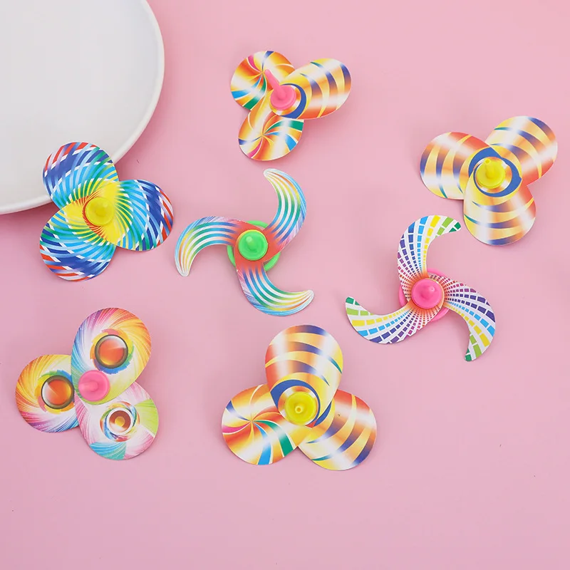 5PCS Mini Colorful Gyro DIY Paper Card Assembled Spinning Top Toys Novelty Creative Kids Education Montessori Desktop Game