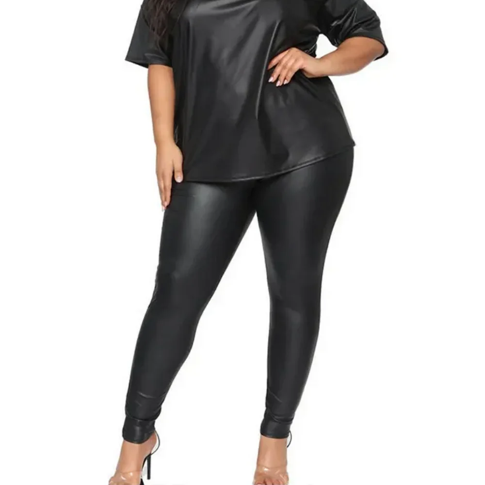 Leggings de printemps en Faux cuir, grande taille, vêtements en Spandex Super extensibles, pantalon en cuir PU, contrôle du ventre
