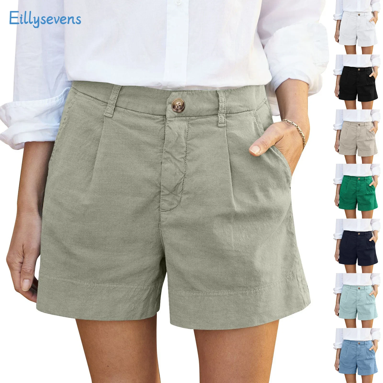 Ladies Everyday Comfy Ribbed Shorts-Yellow main image 1