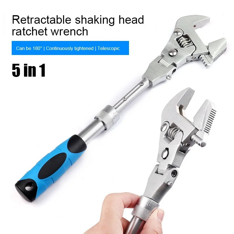 

5 in 1 Adjustable Wrench Stainless Steel Universal Spanner Mini Nut Key Hand Tools