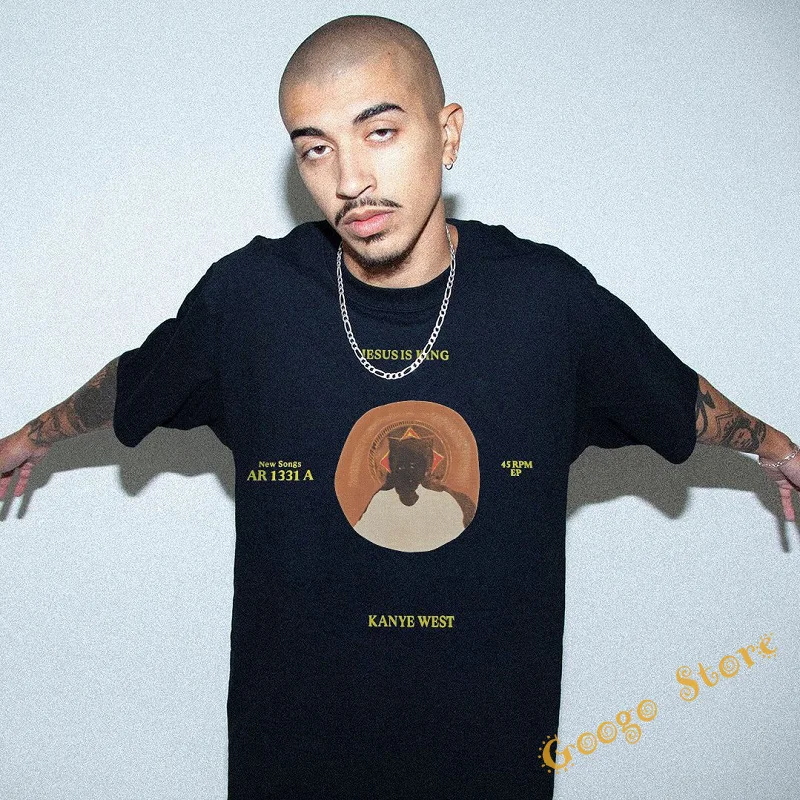 

2022 New Kanye West T-shirts Letter Printing Pattern O-Neck Men Woman Cotton Oversized High Street Jesus Is King 1:1 Fashion Tee