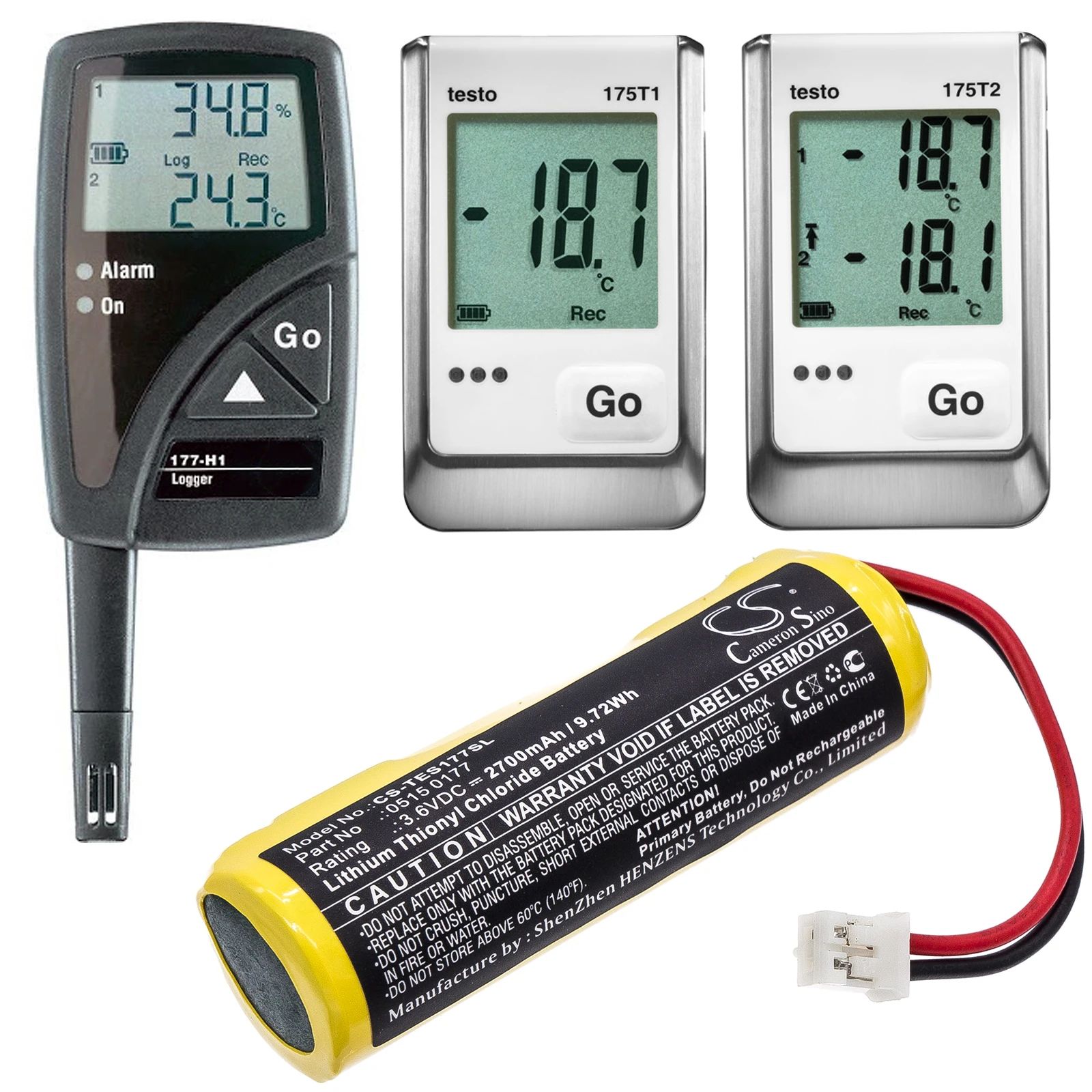 Cameron Sino 2700Mah Batteria Per Test 175-T1 175-T2 177 Loggers 0515 0177