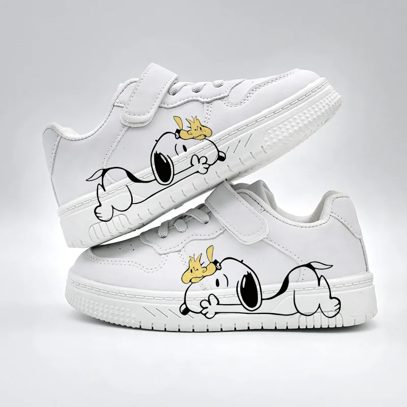2025 Snoopy Design Trendy Kids Shoes Low Top White Sneakers Unisex Cartoon Casual Skate Shoes 2