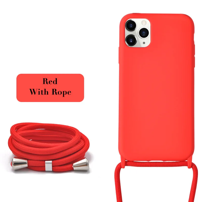 

Crossbody Lanyard phone Case For iphone 14 Pro Max 13 12 Mini 11 X XR XS Plus Neck Rope Necklace Strap Cord Silicone With Cover