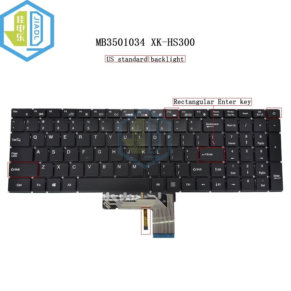 Teclado Retroiluminado Inglês dos Eua Teclado Retroiluminado para Notebook pc Mb3501021 Xk-hs197 Mb3501034 Xk-hs300 Mb3661004 Yxt-nb93134 - Imagem 4