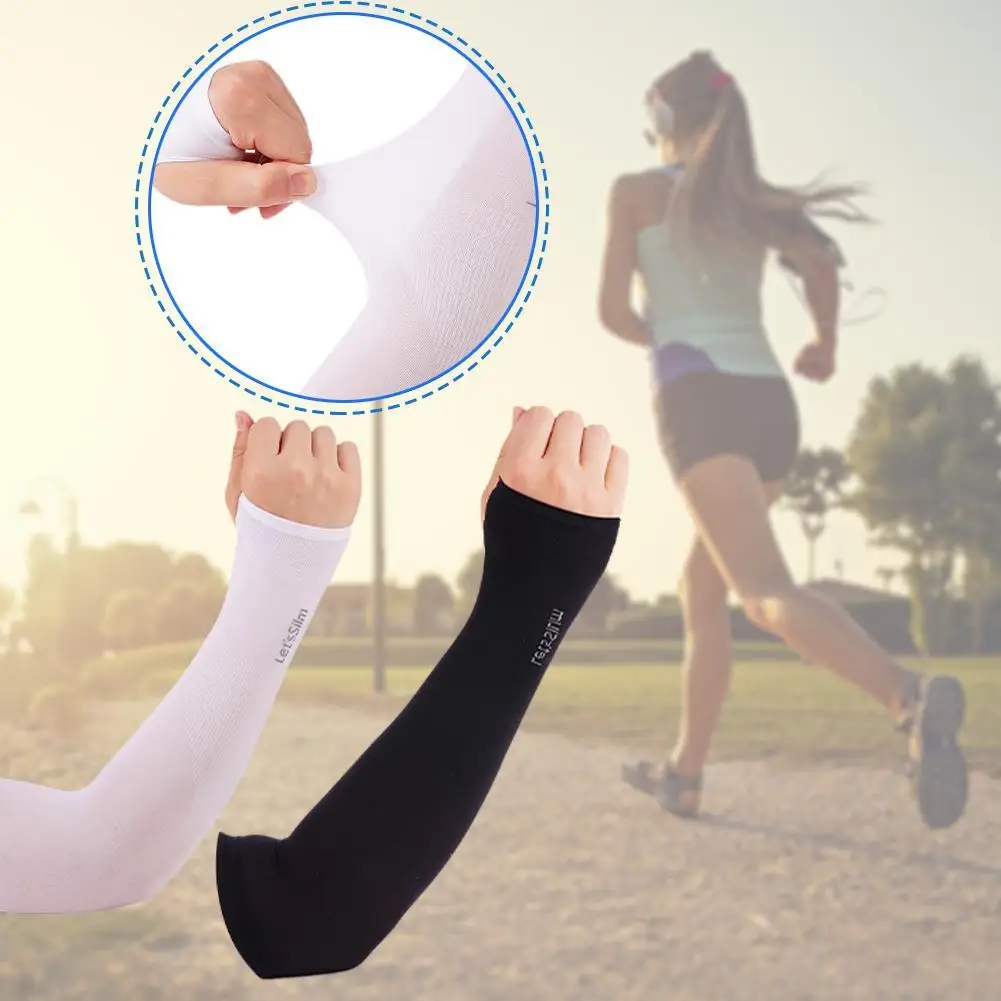 

1pair Summer Creen Cooling Arm Sleeves Cover For Women Men Anti-uv Outdoor Cycling Riding Fishing Ice Sleeves
