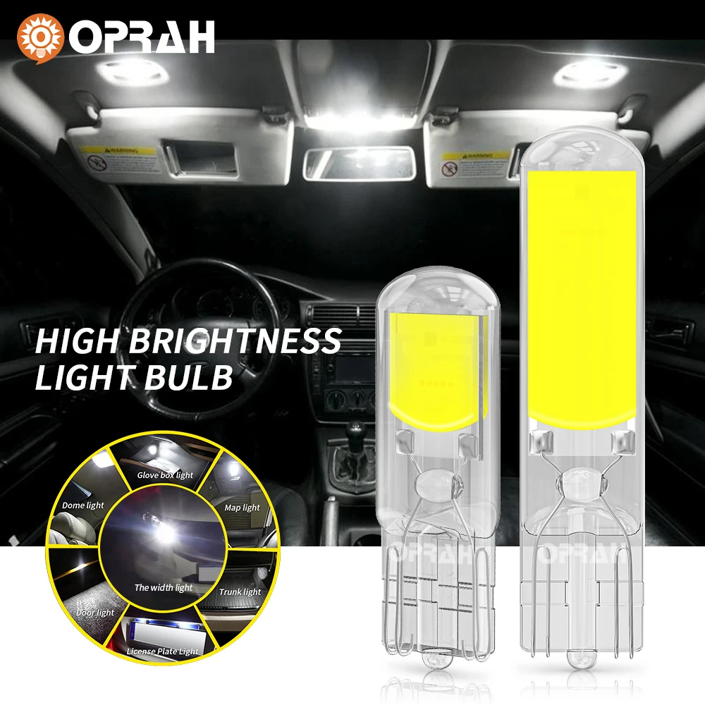 LED      , 6000K ȭƮ  Ʈ, ֽ T10, W5W ̾ COB ̺ , 12V, 2 