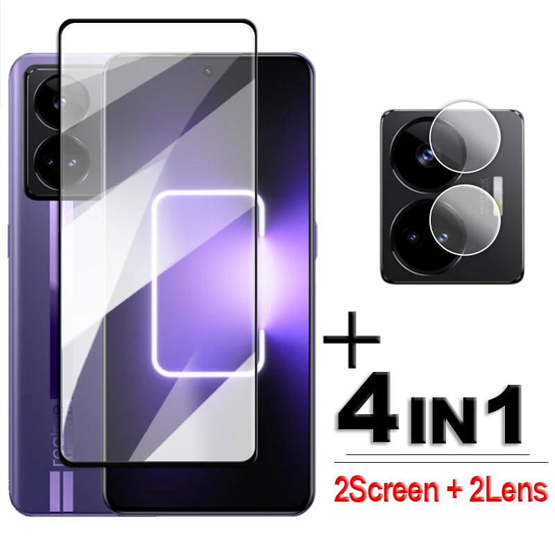 4 In1 Per Realme Gt3 Glass Realme Gt3 5G Vetro Temperato 2.5D Full Cover Screen Protector Realme Gt3 Realme Gt Neo5 Film 6.74 Pollici