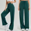 Women's High Waist Stretch Yoga Pants with Pockets Drawstring Quick Dry Loose Running Pants Gym Outdoor Training Wide Leg Pants