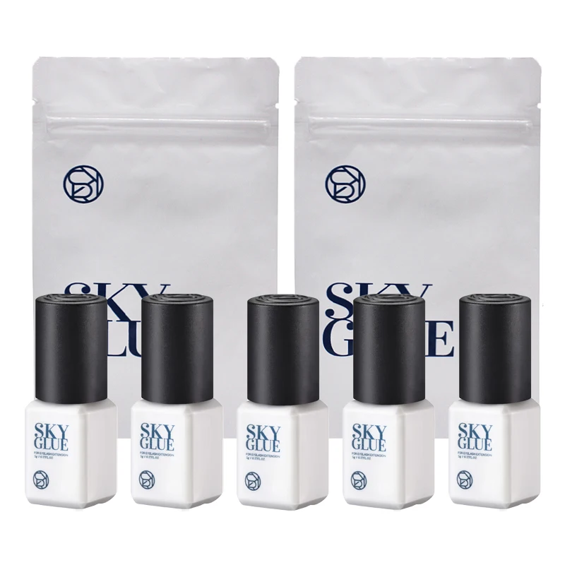 Eyelash Extensions Sky Plus Glue Original Korean Black Cap Waterproof  Hypoallergenic 1s Dry 50 Days Long Last Time Makeup Tools 5
