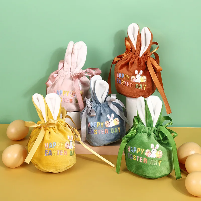 Easter Bunny Rabbit Bags Ears Sacchetto Di Velluto Confezione Regalo Scatola Di Zucchero Scatola Di Caramelle Di Nozze Creativo Carino Pasqua Decor Co
