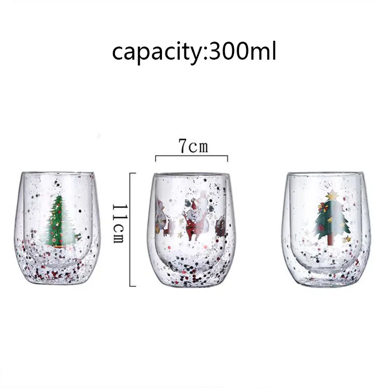 2/4pcs Double Wall Glass Cup Set High Borosilicate Glass Mug Heat Resistant Tea Milk Coffee Cup Drinkware Christmas Gift