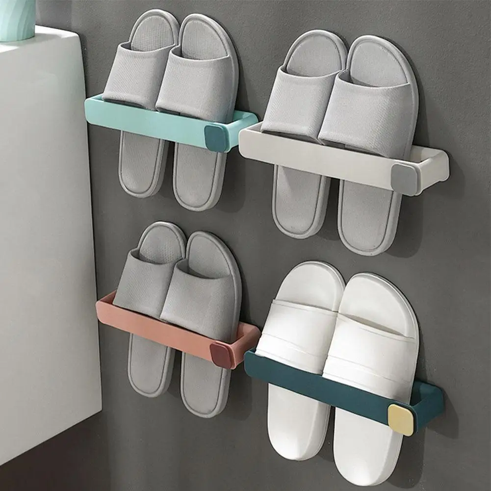 

Wall-mounted Punch Free Lazy Slipper Storage Rack Portable Multifunctional Bathroom Kitchen Moisture-proof Storage Waterpro N6A8