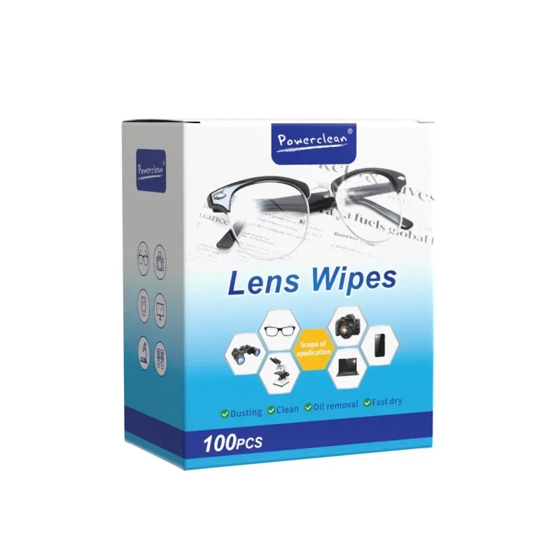 100pcs Glasses Cleaning Lens Wipes Sunglasses Mobile Phone Screen Wipes Pre-Moistened Individually Wrapped No Scratches Stripes 5