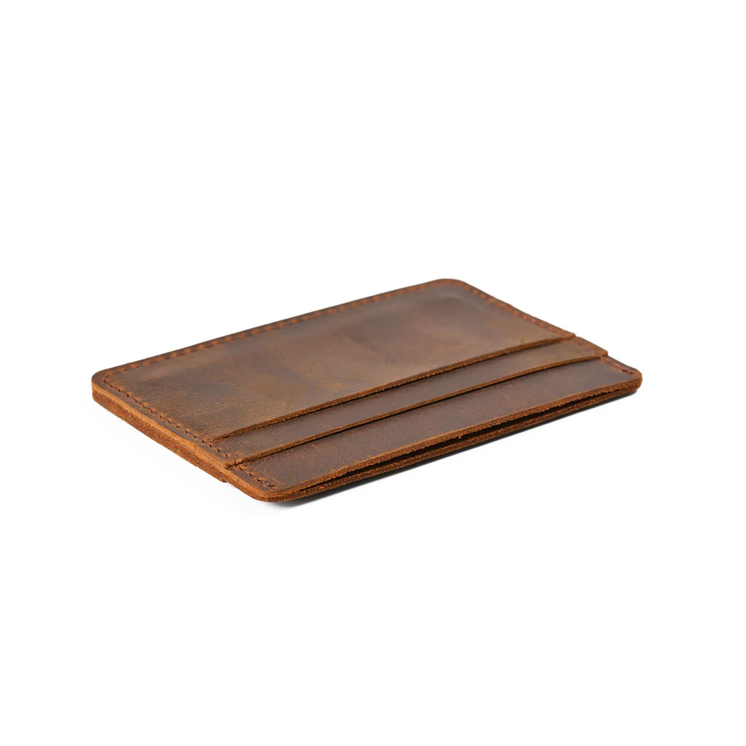 Handcrafted Vintage Unisex Mini Card Wallet-Ultra-Thin Top-Grain Cowhide/Crazy Horse Leather Slim Card Holder (Original Minima
