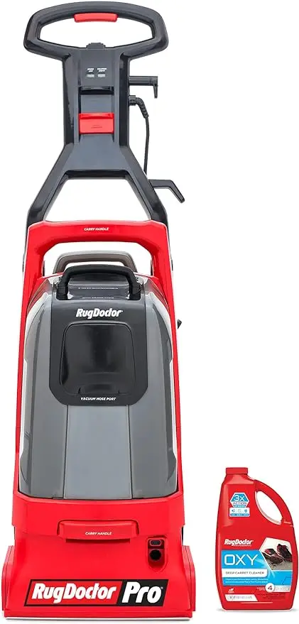 

Commercial Carpet Cleaning Machine, Large Red Commercial Grade Carpet Cleaner, CRI Platinum Rated, Includes 48 oz. of Cleaning