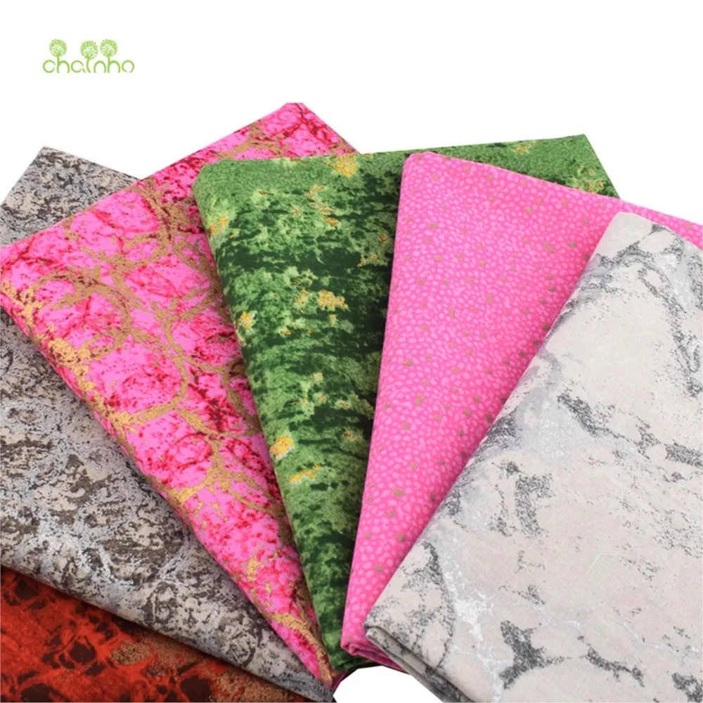 Chainho,Plain Weave Cotton Fabric,Handmade DIY Quilting Sewing Material,Patchwork Cloth,6 Bronzing Series,20x25cm/Piece,15CD3