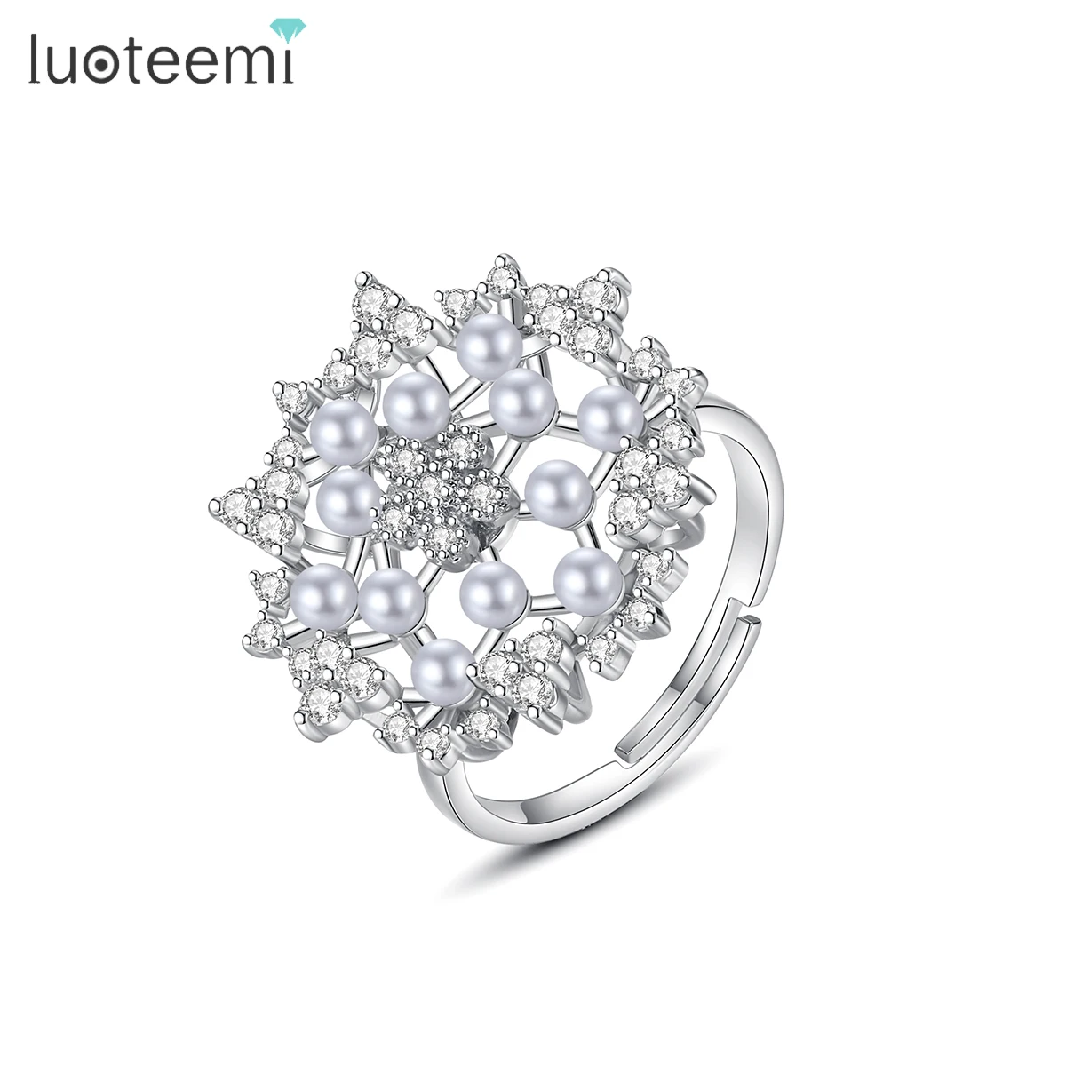 Flower Ring Pearl C Pearl Fashion Ring Ring Pearl P Pearl Ring Ch