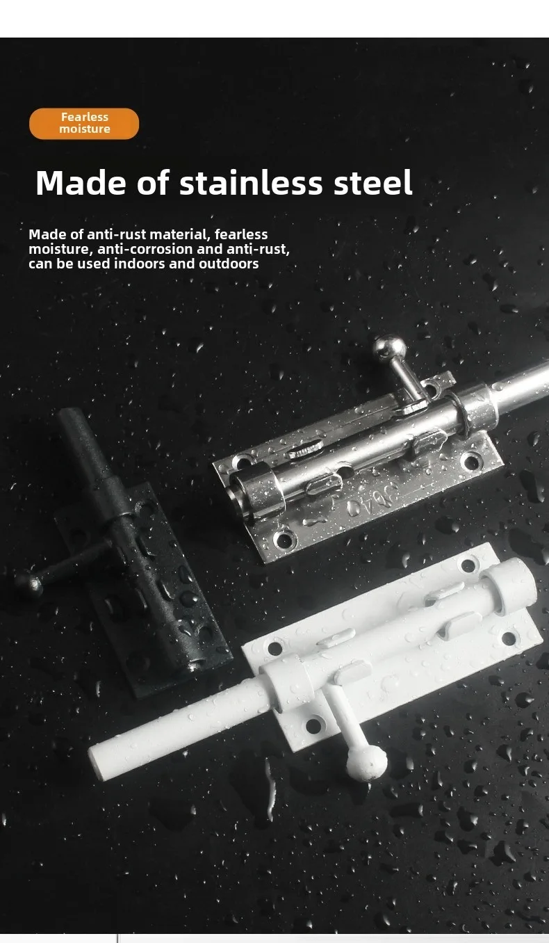 1PCS Edelstahl Tür Latch Solide Schiebe Bolzen Latch Home Hardware Tor Sicherheit Wc Türschloss – Detail 2