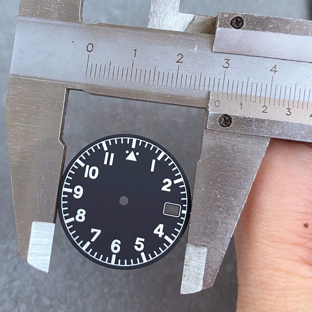 Luminous Black Beige Aviator Watch Dial with Modified Design, 29mm