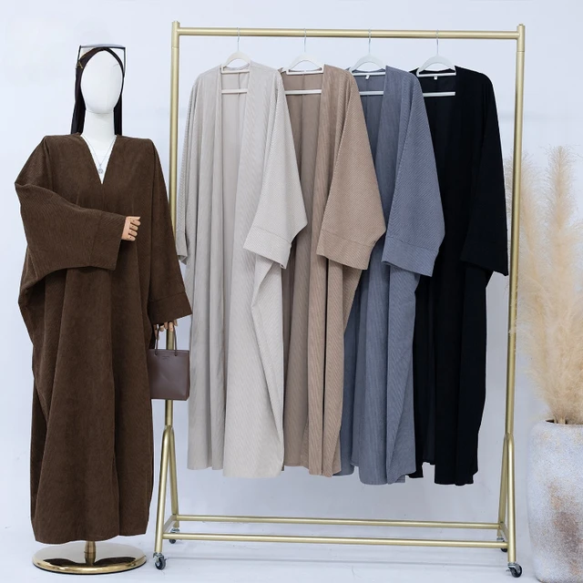 Abaya ouverte unie pour femme, Robe musulmane, Jilbab, Kebaya, Vêtements islamiques, Kaftan, Robe, Khimar, Robes de Ramadan, Hijab, Kimono, Abayas - Collection Aïd 2026