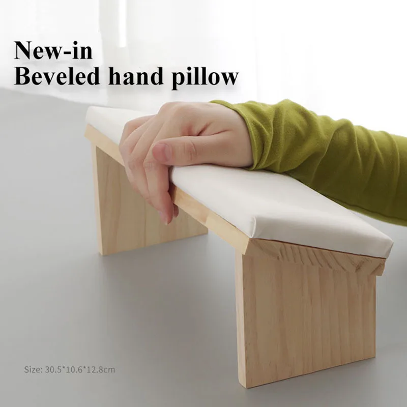 

Beveled Manicure Table Hand Rest Cushion For Arm Rest Stand For Manicure Salon Wood Nail Art Tool Hand Rest Pillow Holder