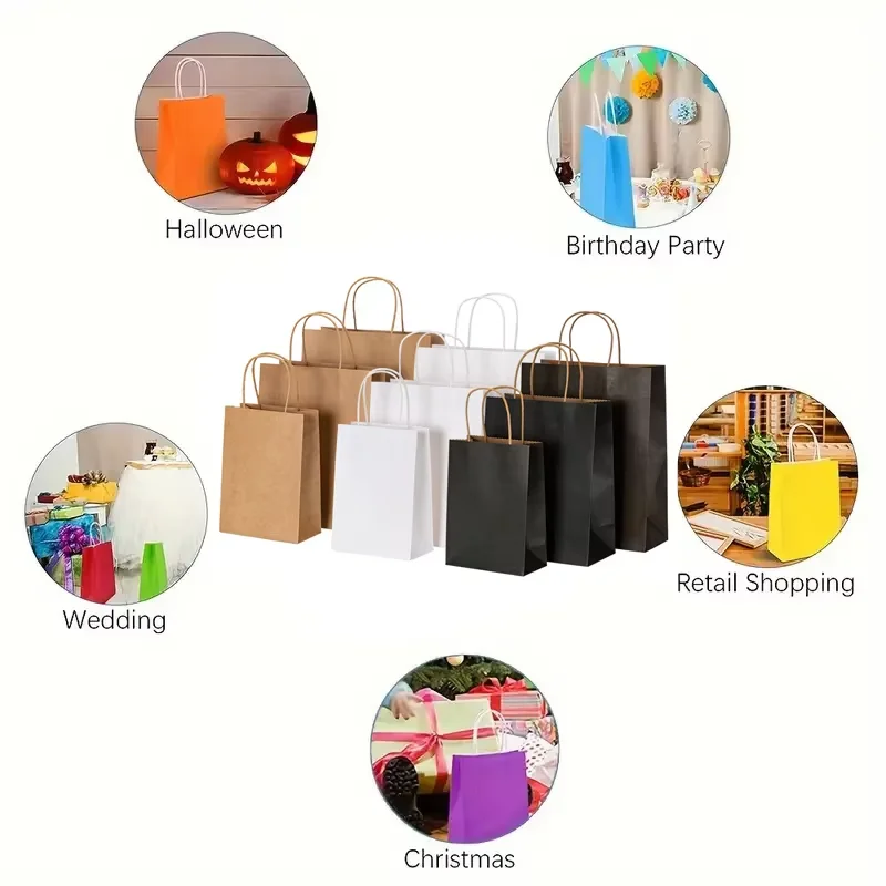 10/30PCS Holiday Birthday Wedding Party Gift Bags – Kraft Paper Colorful Gift Bags for ... - SKU KPGB2030 - UGI Packaging