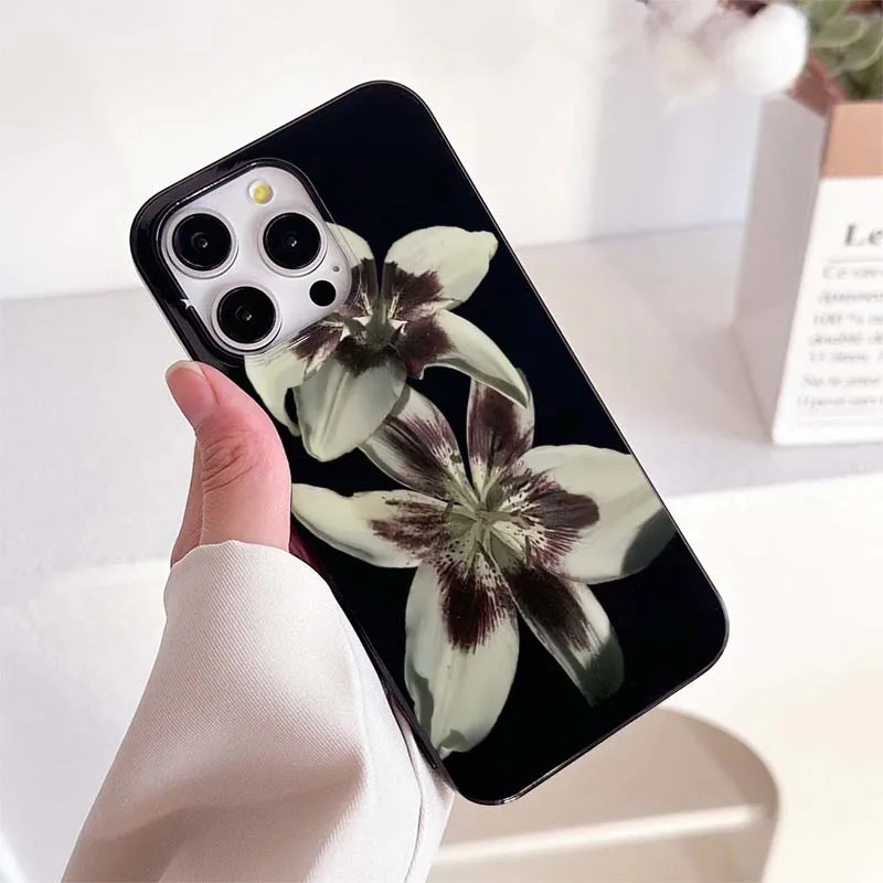 Lily Orchid Flower Print Phone Case - Shockproof Cover for iPhone 11-17 Series